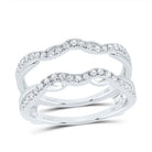 14K White Gold Round Diamond Women's Wrap Ring Guard Enhancer 1/3 Cttw - Splendid Jewellery