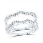 14K White Gold Round Diamond Women's Wrap Ring Guard Enhancer 1/3 Cttw - Splendid Jewellery