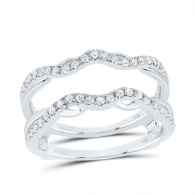 14K White Gold Round Diamond Women's Wrap Ring Guard Enhancer 1/3 Cttw - Splendid Jewellery