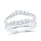 14K White Gold Round Diamond Women's Wrap Ring Guard Enhancer 3/4 Cttw - Splendid Jewellery
