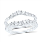 14K White Gold Round Diamond Women's Wrap Ring Guard Enhancer 3/4 Cttw - Splendid Jewellery