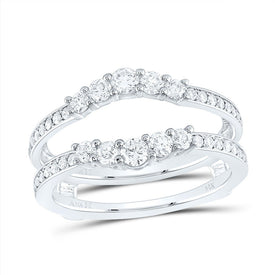 14K White Gold Round Diamond Women's Wrap Ring Guard Enhancer 3/4 Cttw - Splendid Jewellery