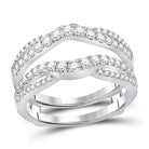 14K White Gold Round Diamond Women's Wrap Ring Guard Enhancer 5/8 Cttw - Splendid Jewellery