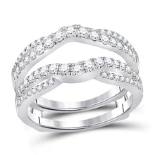 Load image into Gallery viewer, 14K White Gold Round Diamond Women's Wrap Ring Guard Enhancer 5/8 Cttw - Splendid Jewellery