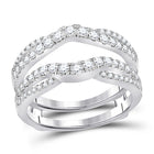 14K White Gold Round Diamond Women's Wrap Ring Guard Enhancer 5/8 Cttw - Splendid Jewellery