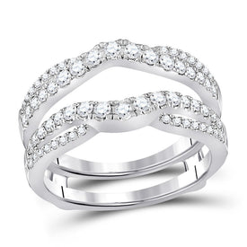 14K White Gold Round Diamond Women's Wrap Ring Guard Enhancer 5/8 Cttw - Splendid Jewellery
