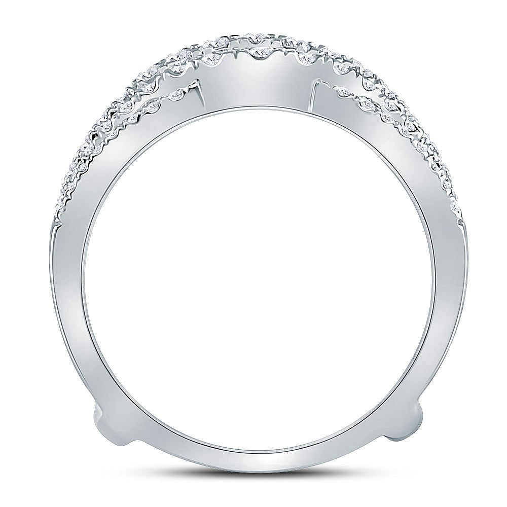 14K White Gold Round Diamond Women's Wrap Ring Guard Enhancer 5/8 Cttw - Splendid Jewellery