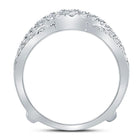14K White Gold Round Diamond Women's Wrap Ring Guard Enhancer 5/8 Cttw - Splendid Jewellery