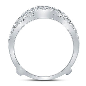 14K White Gold Round Diamond Women's Wrap Ring Guard Enhancer 5/8 Cttw - Splendid Jewellery