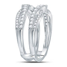 14K White Gold Round Diamond Women's Wrap Ring Guard Enhancer 5/8 Cttw - Splendid Jewellery