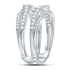 14K White Gold Round Diamond Women's Wrap Ring Guard Enhancer 5/8 Cttw - Splendid Jewellery
