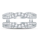 14K White Gold Round Diamond Women's Wrap Ring Guard Enhancer 5/8 Cttw - Splendid Jewellery