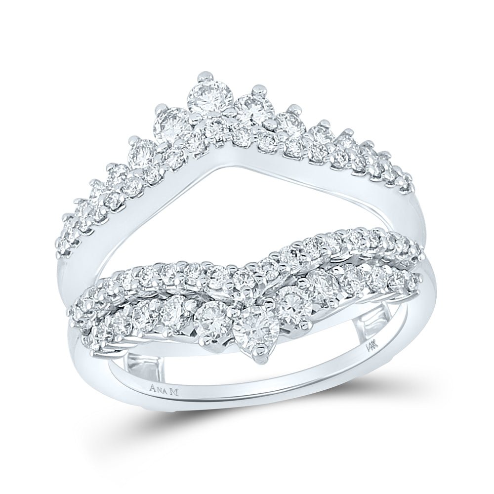 14K White Gold Round Diamond Women's Wrap Ring Guard Enhancer Wedding Band 1 Cttw - Splendid Jewellery