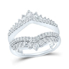 14K White Gold Round Diamond Women's Wrap Ring Guard Enhancer Wedding Band 1 Cttw - Splendid Jewellery