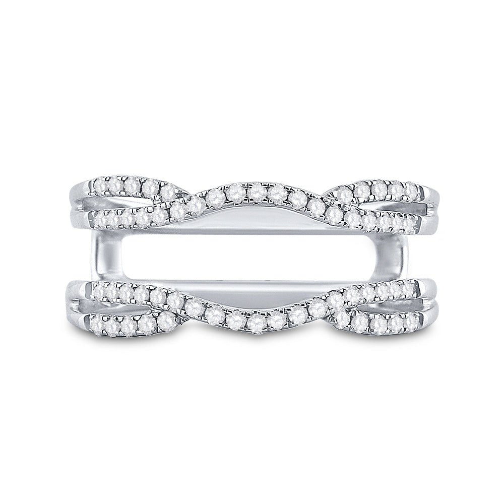 14K White Gold Round Diamond Women's Wrap Ring Guard Enhancer Wedding Band 1/3 Cttw - Splendid Jewellery