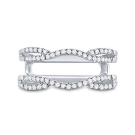14K White Gold Round Diamond Women's Wrap Ring Guard Enhancer Wedding Band 1/3 Cttw - Splendid Jewellery