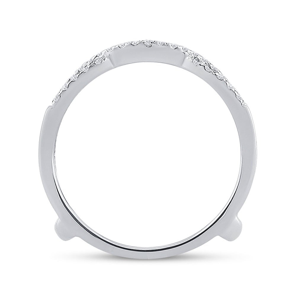14K White Gold Round Diamond Women's Wrap Ring Guard Enhancer Wedding Band 1/3 Cttw - Splendid Jewellery