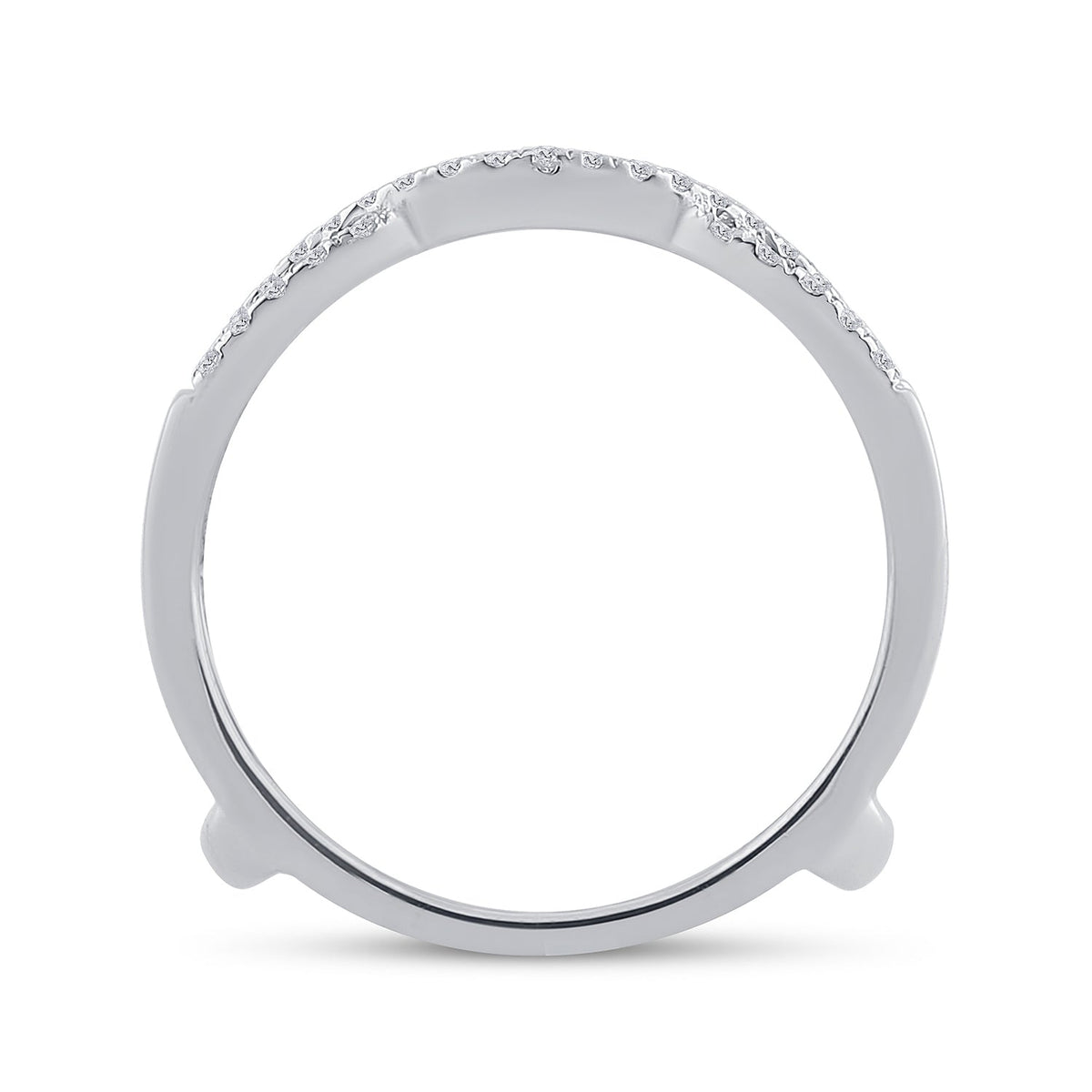 14K White Gold Round Diamond Women's Wrap Ring Guard Enhancer Wedding Band 1/3 Cttw - Splendid Jewellery