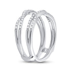 14K White Gold Round Diamond Women's Wrap Ring Guard Enhancer Wedding Band 1/3 Cttw - Splendid Jewellery