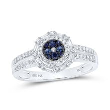 Load image into Gallery viewer, 14K White Gold Round Natural Blue Sapphire Sapp Gemstone Ring 1/3 Cttw - Splendid Jewellery
