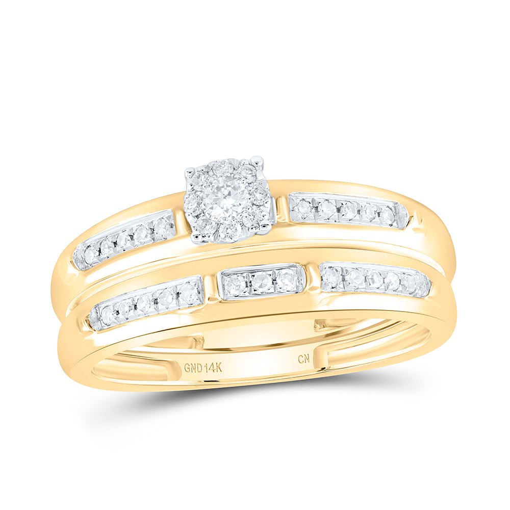 14k white yellow Diamond Fashion Trio Ring Set 1/4 Cttw - Splendid Jewellery