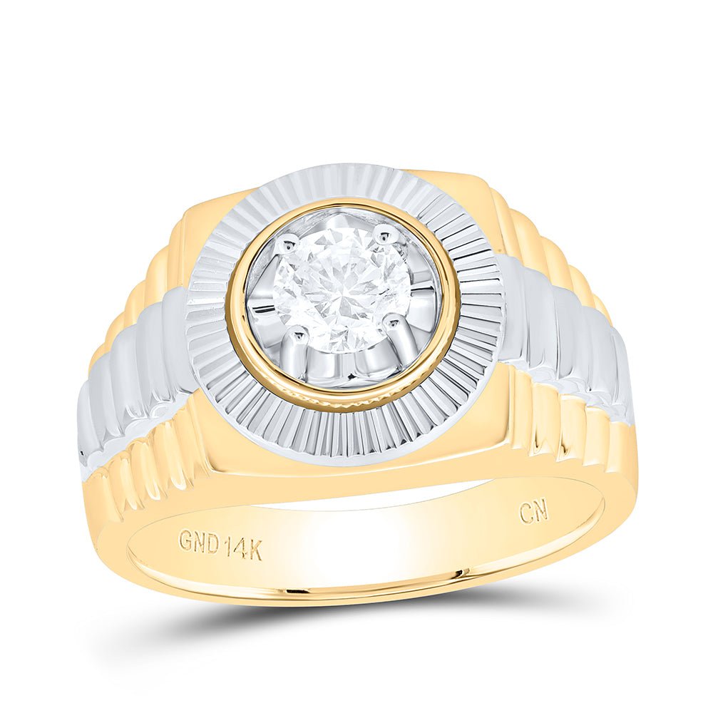14k white yellow Diamond Men's Ring 3/4 Cttw - Splendid Jewellery