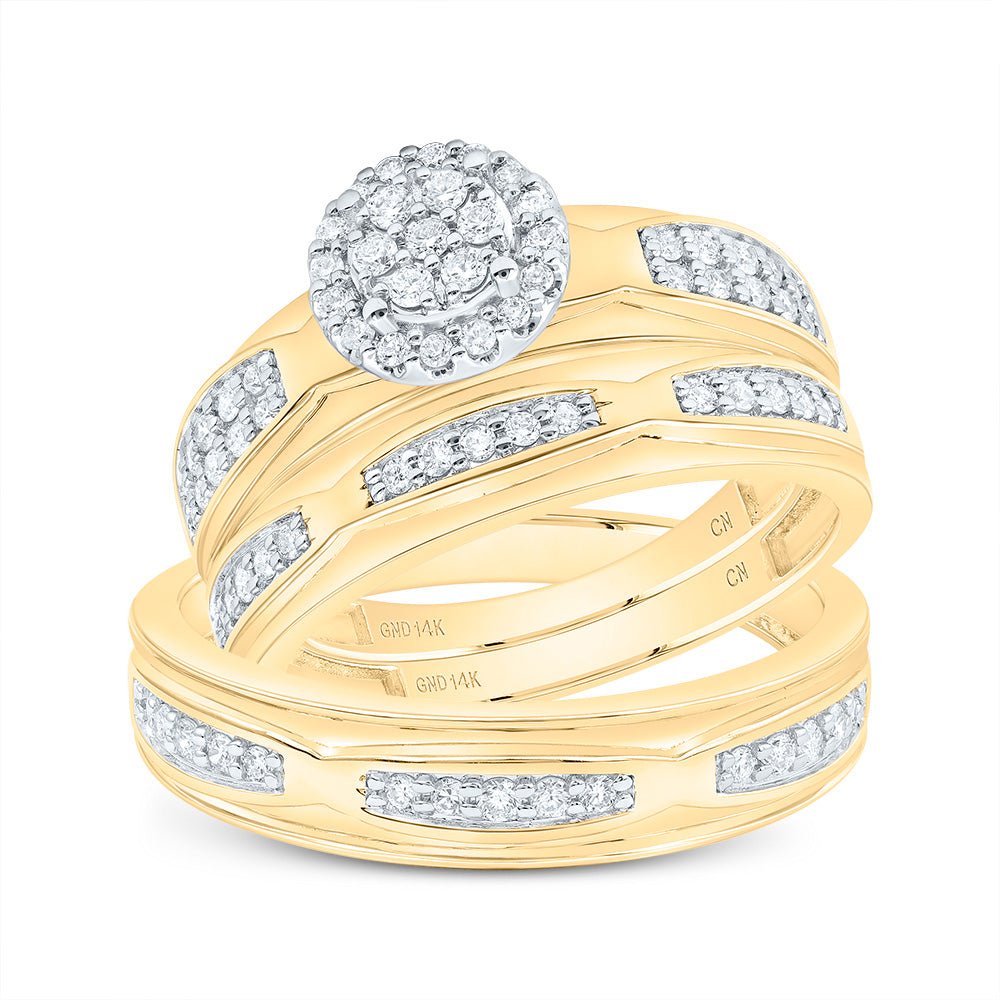 14k white yellow Diamond Trio Ring Set 1/2 Cttw - Splendid Jewellery