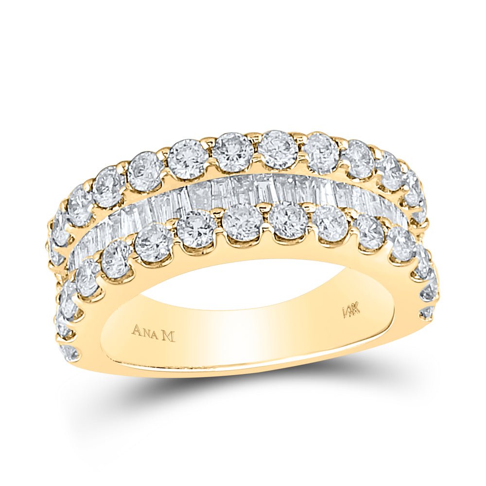 14K Yellow Gold Baguette Diamond Anniversary Ring 2 2 1/2 Cttw - Splendid Jewellery