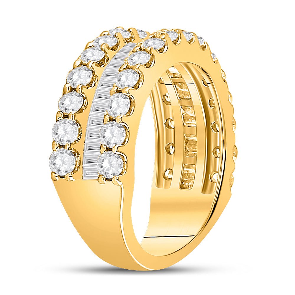14K Yellow Gold Baguette Diamond Anniversary Ring 2 2 1/2 Cttw - Splendid Jewellery