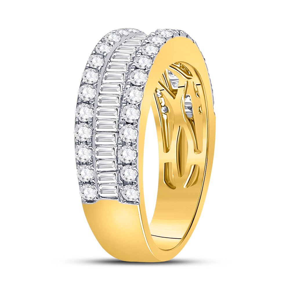 14K Yellow Gold Baguette Diamond Fashion Anniversary Ring 1 1 1/2 Cttw - Splendid Jewellery
