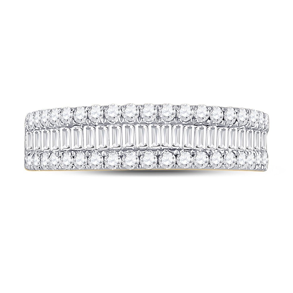 14K Yellow Gold Baguette Diamond Fashion Anniversary Ring 1 Cttw - Splendid Jewellery