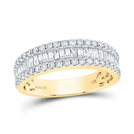 14K Yellow Gold Baguette Diamond Fashion Anniversary Ring 1 Cttw - Splendid Jewellery