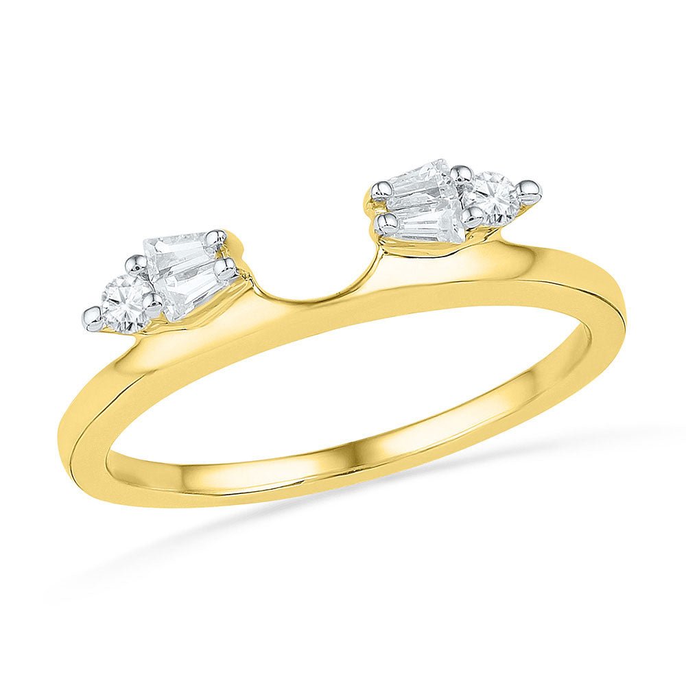 14K Yellow Gold Baguette Diamond Ring Guard Wrap Solitaire Enhancer 1/5 Cttw - Splendid Jewellery