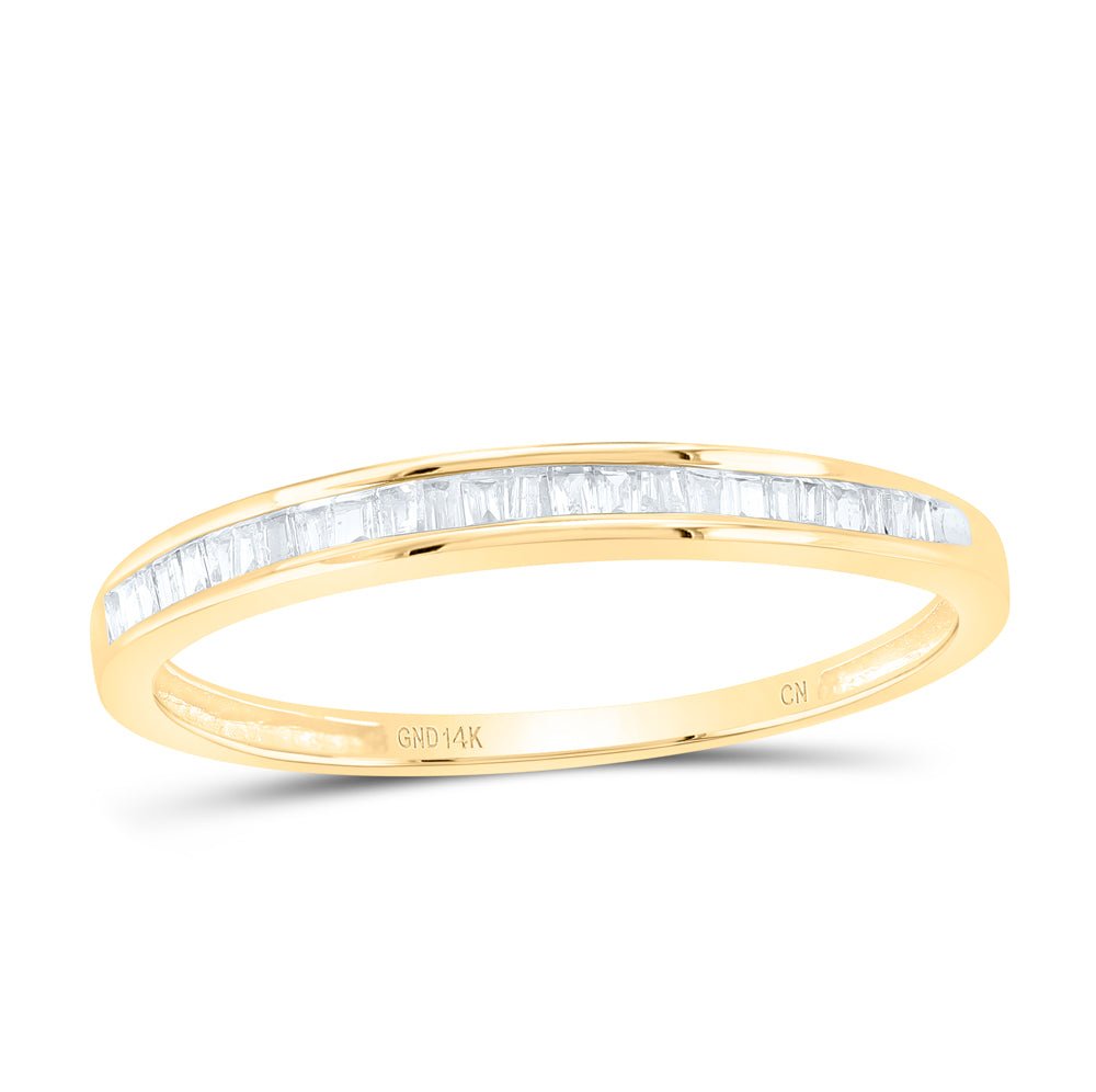 14K Yellow Gold Baguette Diamond Wedding Anniversary Band Ring 1/6 Cttw - Splendid Jewellery