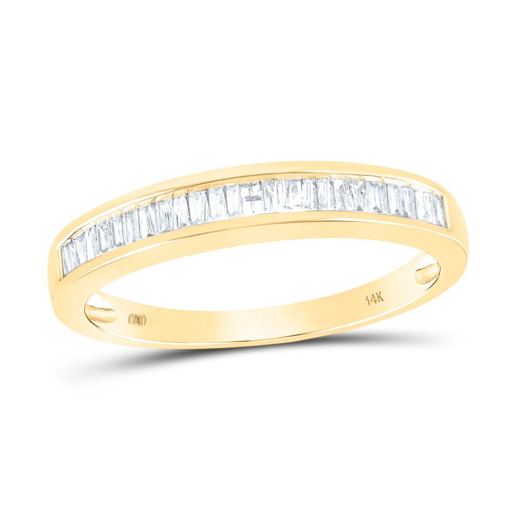 14K Yellow Gold Baguette Diamond Wedding Band Ring 1/4 Cttw - Splendid Jewellery