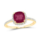 14K Yellow Gold Cushion Natural Ruby Gemstone Ring 1/5 Cttw - Splendid Jewellery