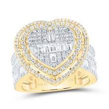 Load image into Gallery viewer, 14K Yellow Gold Diamond 1 3/4tw Fashion Heart Baguette Bridal Ring 1 5/8 Cttw - Splendid Jewellery
