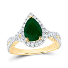 14K Yellow Gold Diamond 10x6. Emerald Gemstone Single Halo Engagement Ring 3/4 Cttw - Splendid Jewellery