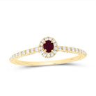 14K Yellow Gold Diamond 3x2. Oval Ruby Gemstone Ring 1/5 Cttw - Splendid Jewellery