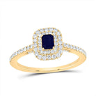 14K Yellow Gold Diamond 4.2* Emerald Blue Sapphire Gemstone Emerald Ring 1/2 Cttw - Splendid Jewellery