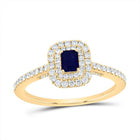 14K Yellow Gold Diamond 4.2* Emerald Blue Sapphire Gemstone Emerald Ring 1/2 Cttw - Splendid Jewellery