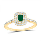 14K Yellow Gold Diamond 4.2* Emerald Gemstone Emerald Ring 1/2 Cttw - Splendid Jewellery