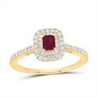 14K Yellow Gold Diamond 4.2* Emerald Ruby Gemstone Emerald Ring 1/2 Cttw - Splendid Jewellery
