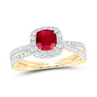 14K Yellow Gold Diamond 5.5x5. Ruby Gemstone Ring 1/2 Cttw - Splendid Jewellery