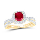 14K Yellow Gold Diamond 5.5x5. Ruby Gemstone Ring 1/2 Cttw - Splendid Jewellery