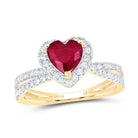 14K Yellow Gold Diamond 6.5x6. Ruby Gemstone Ring 1/2 Cttw - Splendid Jewellery
