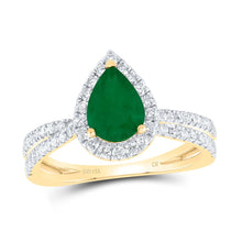 Load image into Gallery viewer, 14K Yellow Gold Diamond 8x5. Emerald Gemstone Ring 1/2 Cttw - Splendid Jewellery