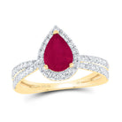 14K Yellow Gold Diamond 8x5. Ruby Gemstone Ring 1/2 Cttw - Splendid Jewellery