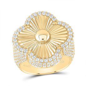 14K Yellow Gold Diamond Am Clover Men's Ring 4 Cttw - Splendid Jewellery