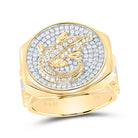14K Yellow Gold Diamond Am Crocodile Men's Ring 1 Cttw - Splendid Jewellery